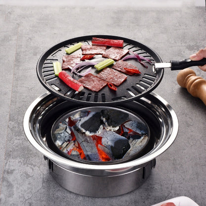 Household Stainless Steel Charcoal Barbecue Stove Outdoor Camping Portable Charcoal Stove Set, Size: 40cm(Complete Set) by bashfashion