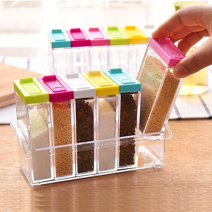 6 PCS/Set Transparent Spice Seasoning Box Storage Bottle by bashfashion