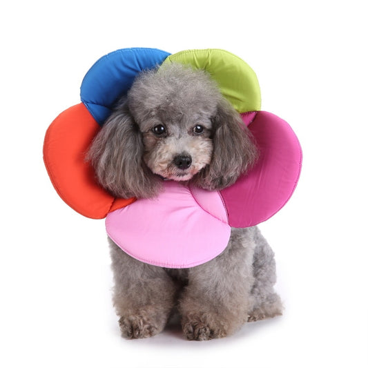 Pet Protection Collar Dog Flower Protection Collar, Specification: M(Rainbow) by bashfashion