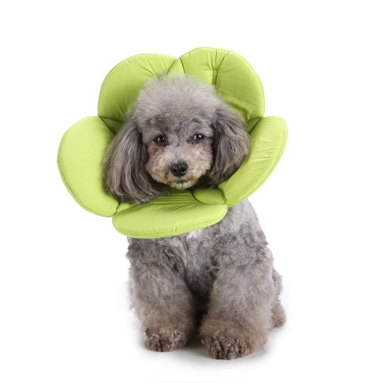 Pet Protection Collar Dog Flower Protection Collar, Specification: L(Green) by bashfashion