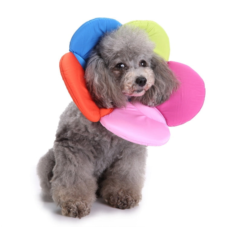 Pet Protection Collar Dog Flower Protection Collar, Specification: L(Rainbow) by bashfashion