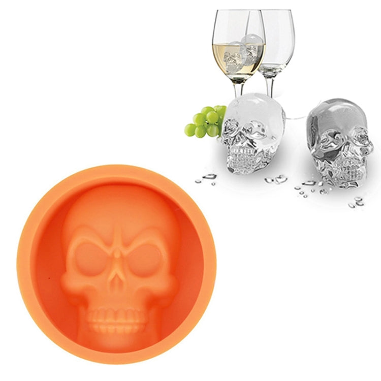 Kitchen Ice Box Food Grade Silicone Skull Ice Lattice Creative Whiskey Ice Ball Ice Mould(Orange) by bashfashion