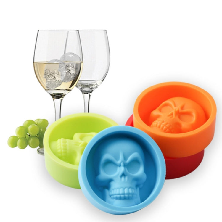 Kitchen Ice Box Food Grade Silicone Skull Ice Lattice Creative Whiskey Ice Ball Ice Mould(Orange) by bashfashion