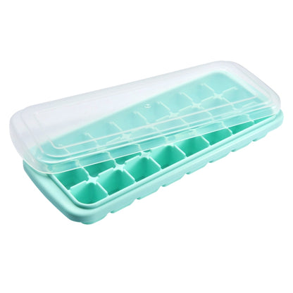 Creative 24 Grid Silicone Ice Tray Home Large Ice Cube Mold Ice Box with Lid(Mint Green) by bashfashion