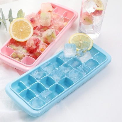 Creative 24 Grid Silicone Ice Tray Home Large Ice Cube Mold Ice Box with Lid(Mint Green) by bashfashion