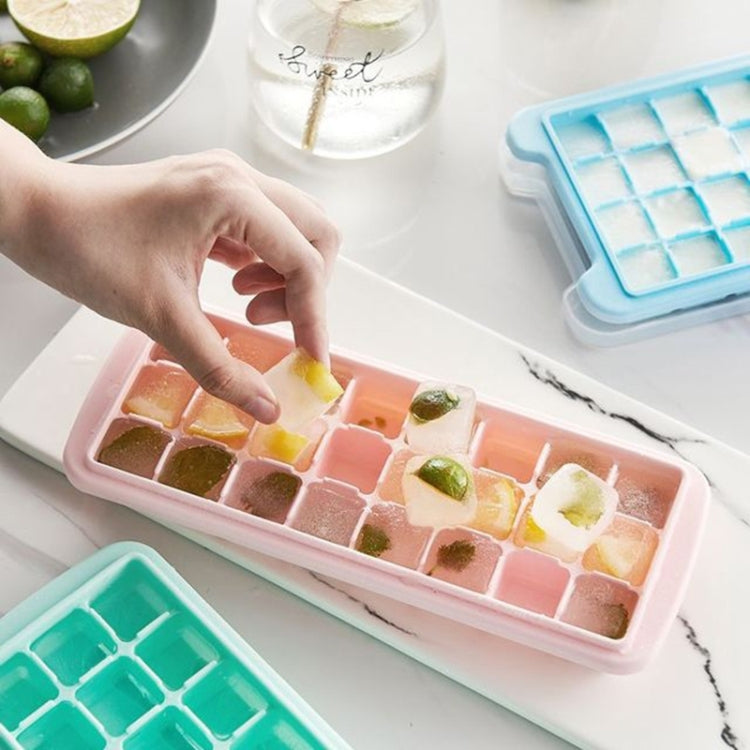Creative 24 Grid Silicone Ice Tray Home Large Ice Cube Mold Ice Box with Lid(Mint Green) by bashfashion