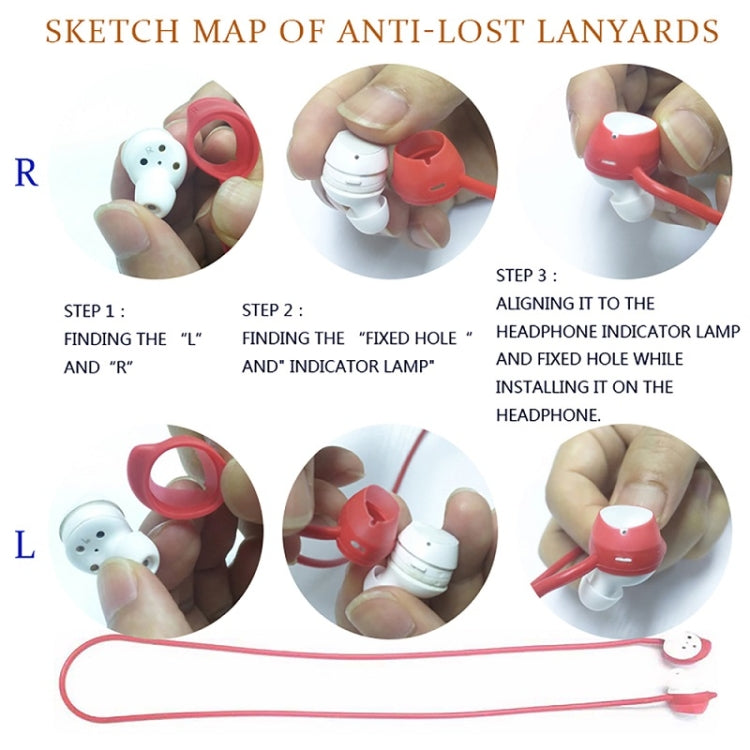 3 PCS Bluetooth Headphone Sports Silicone Anti-Lost Rope For Samsung GALAXLBuds 1 / 2(Red) by bashfashion