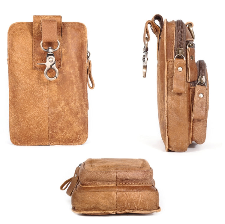 6386 Men Retro Cowhide Multifunctional Sports Belt Waist Bag(Coffee) by bashfashion