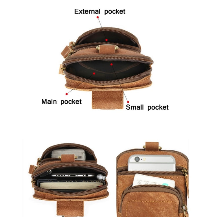6386 Men Retro Cowhide Multifunctional Sports Belt Waist Bag(Coffee) by bashfashion