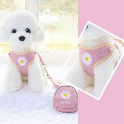 ZiChen Plain Embroidery Dog ??Traction Rope Pet Chest Strap, Size: S(Pink) by bashfashion