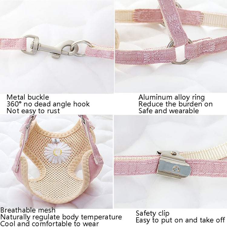 ZiChen Plain Embroidery Dog ??Traction Rope Pet Chest Strap, Size: M(Pink) by bashfashion