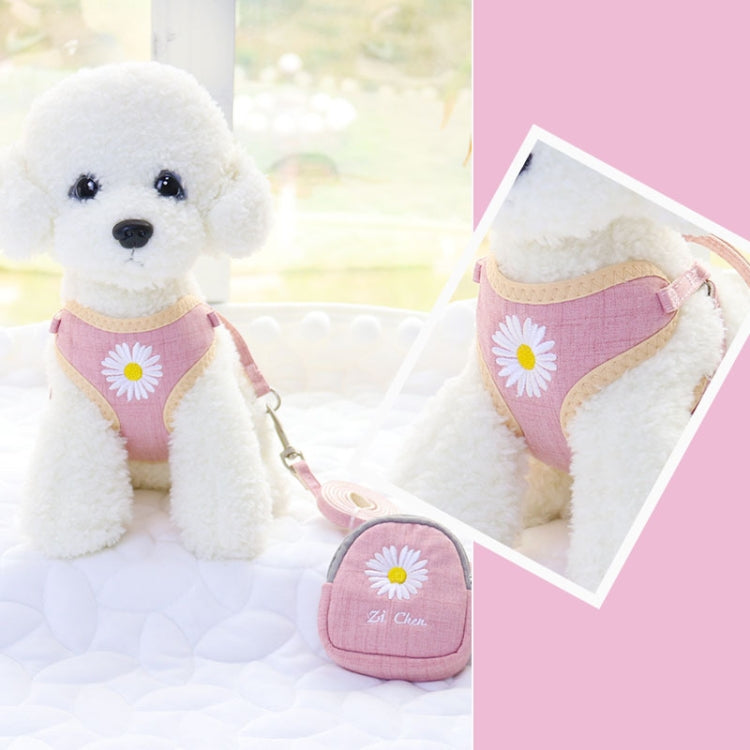 ZiChen Plain Embroidery Dog ??Traction Rope Pet Chest Strap, Size: M(Pink) by bashfashion