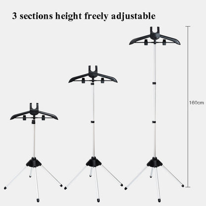 1.6m 3 in 1 Hanging Ironing Bracket Hanger Telescopic Metal Rod Mount(Black Hanger) by bashfashion