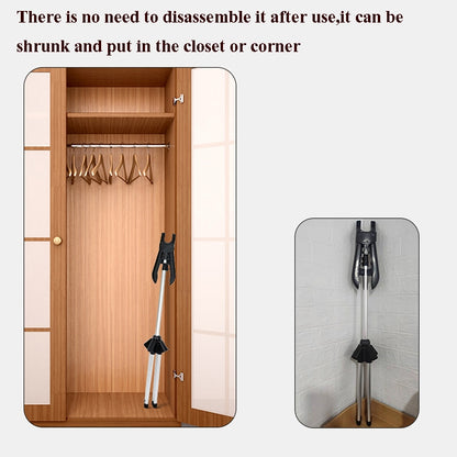 1.6m 3 in 1 Hanging Ironing Bracket Hanger Telescopic Metal Rod Mount(Black Hanger) by bashfashion