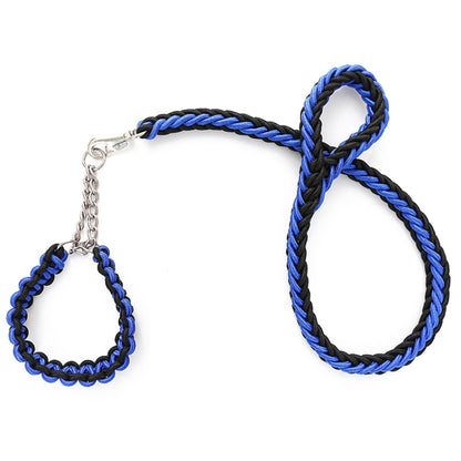 Dog Leash Braided Belt Pet Explosion-Proof Leash, Size: M(Chain Blue+Black) by bashfashion