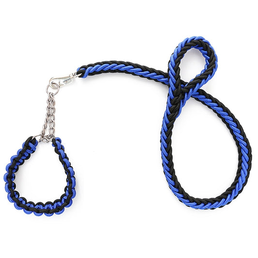 Dog Leash Braided Belt Pet Explosion-Proof Leash, Size: M(Chain Blue+Black) by bashfashion