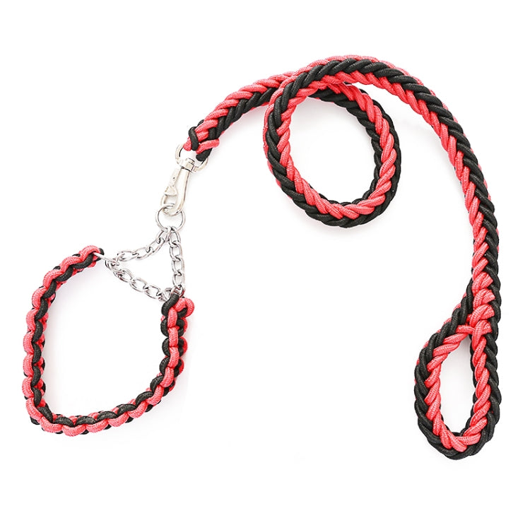 Dog Leash Braided Belt Pet Explosion-Proof Leash, Size: M(Chain Red+Black) by bashfashion