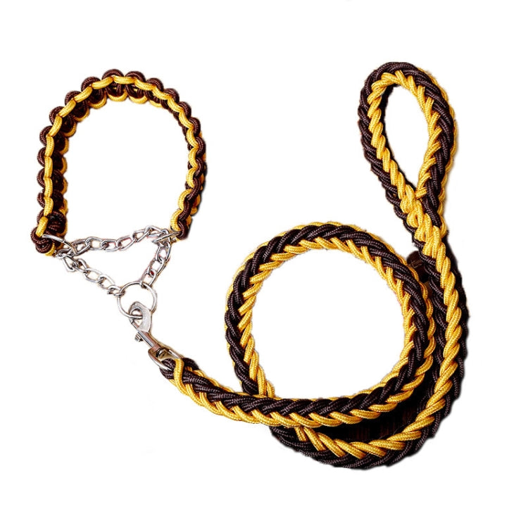 Dog Leash Braided Belt Pet Explosion-Proof Leash, Size: M(Chain Yellow+Brown) by bashfashion
