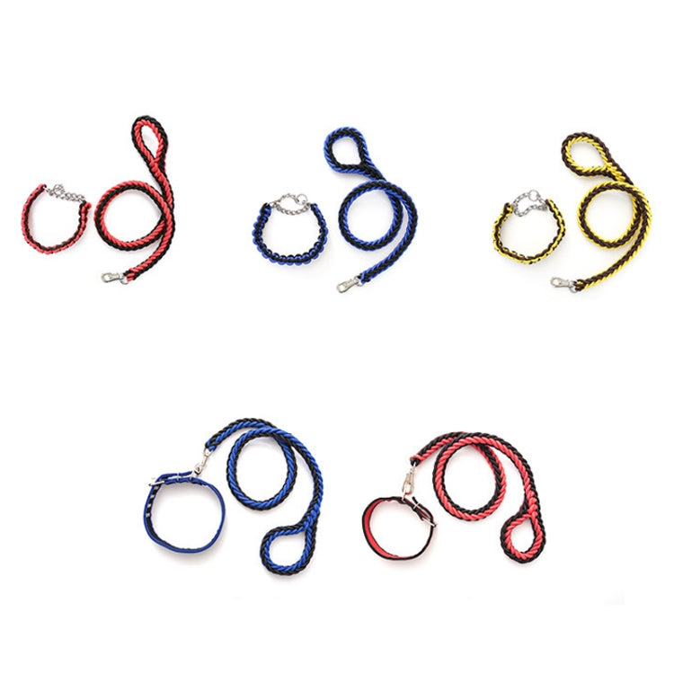 Dog Leash Braided Belt Pet Explosion-Proof Leash, Size: M(Collar Blue+Black) by bashfashion