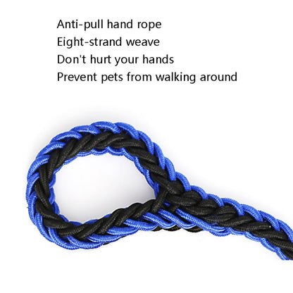 Dog Leash Braided Belt Pet Explosion-Proof Leash, Size: M(Collar Blue+Black) by bashfashion