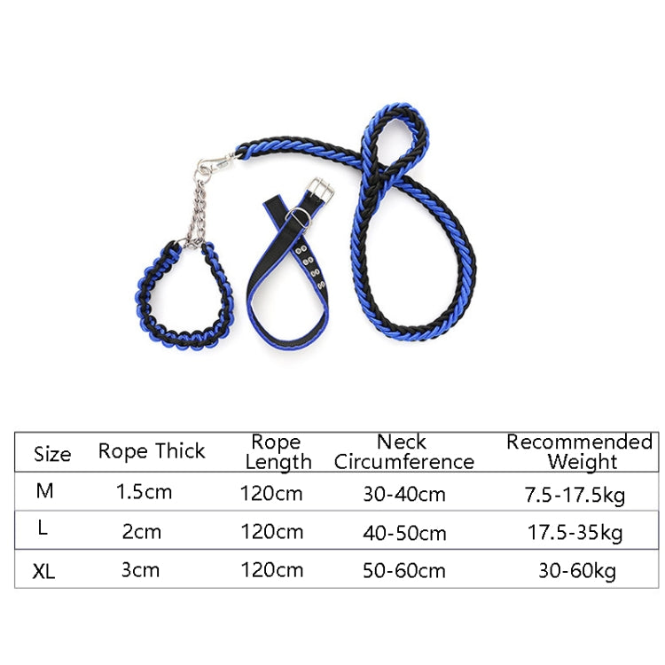 Dog Leash Braided Belt Pet Explosion-Proof Leash, Size: L(Chain Blue+Black) by bashfashion
