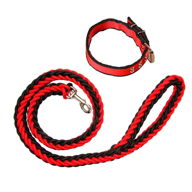 Dog Leash Braided Belt Pet Explosion-Proof Leash, Size: XL(Collar Red+Black) by bashfashion