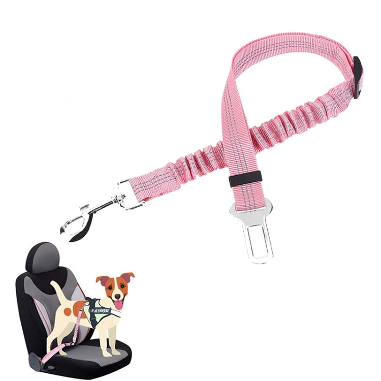 Pet Car Seat Belt Telescopic Reflective Safety Rope(Pink) by bashfashion