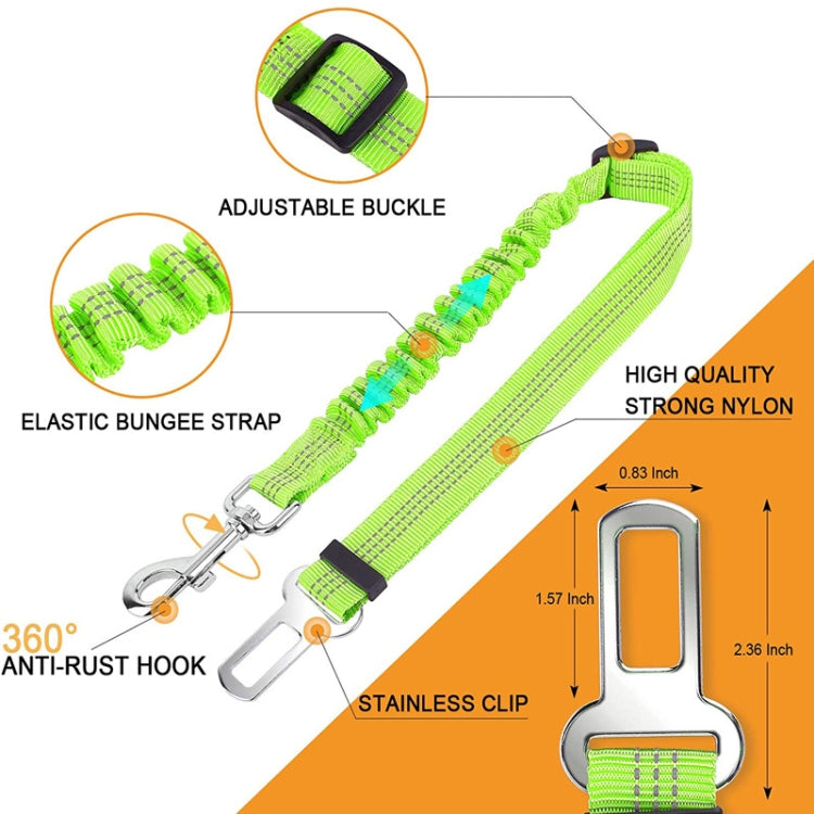 Pet Car Seat Belt Telescopic Reflective Safety Rope(Fluorescent Green) by bashfashion