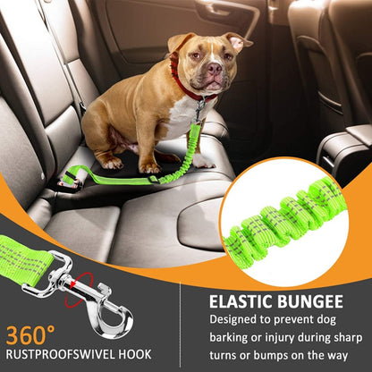 Pet Car Seat Belt Telescopic Reflective Safety Rope(Fluorescent Green) by bashfashion
