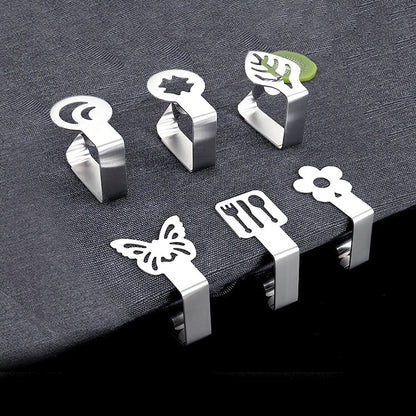 Stainless Steel Tablecloth Clip Graphics Tablecloth Clip High-Elastic Moving Fixing Clip(Four Leaf Clover) by bashfashion