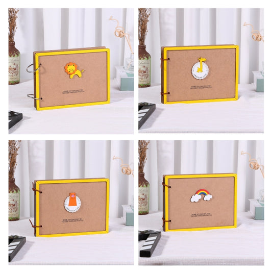 Wooden Loose-Leaf Album Children Growth Painting Album Couple DIY Handmade Gifts(Small Brown Bear) by bashfashion