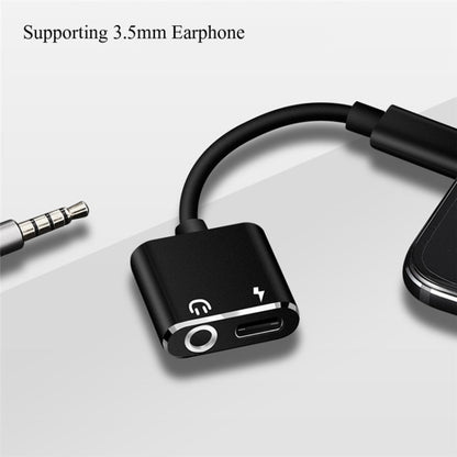 USB-C / Type-C to 3.5mm Aux + USB-C / Type C Earphone Adapter Charger Audio Cable(black) by bashfashion
