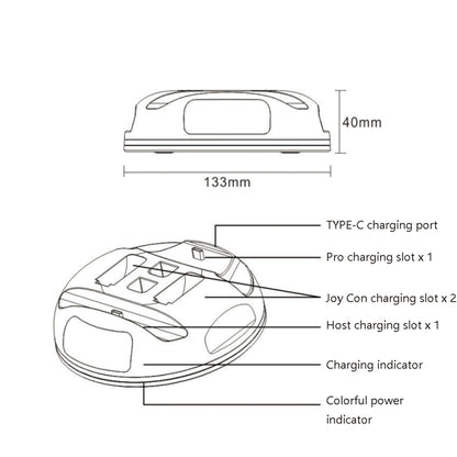 D1 Colorful Lights Handle Charger For Nintendo Switch / Switch Lite(Black) by bashfashion