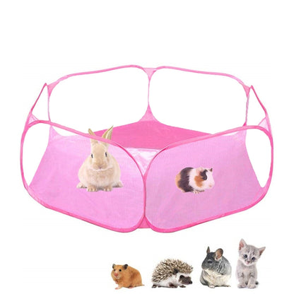 Portable Small Animal Game Fence Folding Outdoor Interior Pet Tent(Pink Opp Bag) by bashfashion
