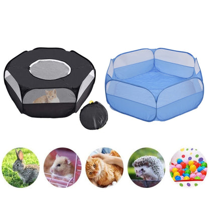 Folded Small Pet Fence Outdoor Workout Game Crawling Small Animal Tent, Specification： With Side Cloth (Blue) by bashfashion