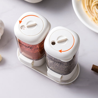 Marbrasse Metering Seasoning Box Pressing Type Seasoning Bottle Rotary Sealing Household Kitchen Seasoning Can, Specification: 2 Pieces by Marbrasse