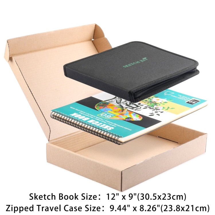 50 in 1 Sketch Pencil Tool Set High-Gloss Metal Pen Carbon Pen Painting Art Set(Black) by bashfashion