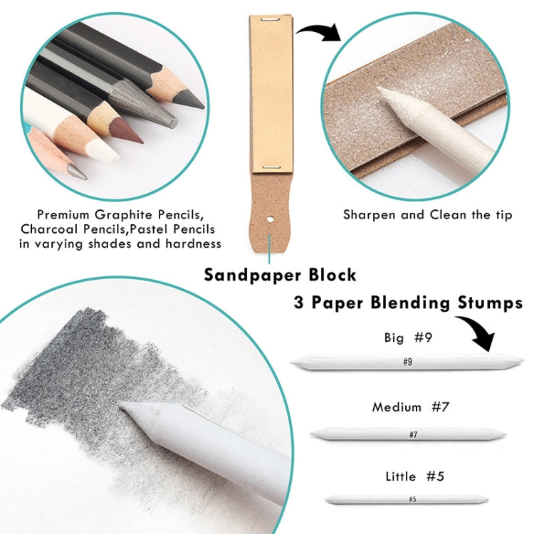 50 in 1 Sketch Pencil Tool Set High-Gloss Metal Pen Carbon Pen Painting Art Set(Black) by bashfashion