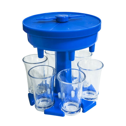 6 Cups Wine Dispenser Automatic Diversion Wine Pourer With Game Turntable, Style: Round Blue with Transparent Cup by bashfashion