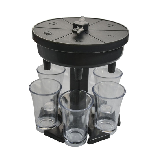 6 Cups Wine Dispenser Automatic Diversion Wine Pourer With Game Turntable, Style: Round Gray with Transparent Cup by bashfashion