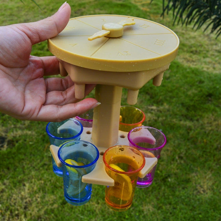 6 Cups Wine Dispenser Automatic Diversion Wine Pourer With Game Turntable, Style: Round Brown with Transparent Cup by bashfashion