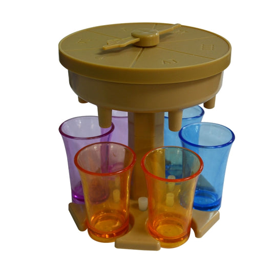 6 Cups Wine Dispenser Automatic Diversion Wine Pourer With Game Turntable, Style: Round Brown with Color Cup by bashfashion