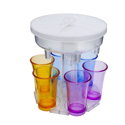 6 Cups Wine Dispenser Automatic Diversion Wine Pourer With Game Turntable, Style: Round Transparent with Color Cup by bashfashion