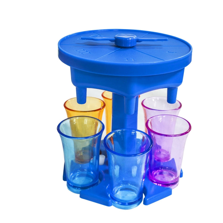 6 Cups Wine Dispenser Automatic Diversion Wine Pourer With Game Turntable, Style: Hexagon Blue with Color Cup by bashfashion