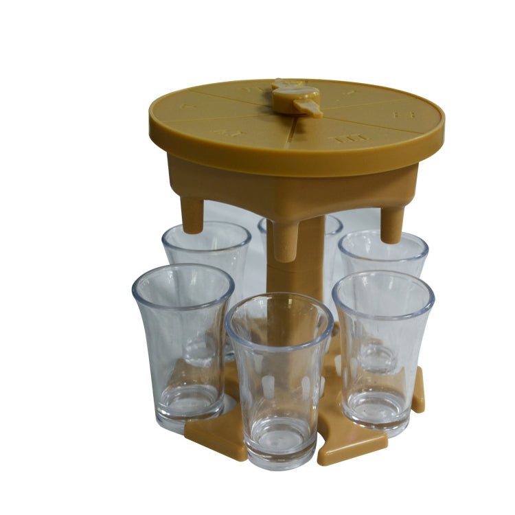 6 Cups Wine Dispenser Automatic Diversion Wine Pourer With Game Turntable, Style: Hexagon Brown with Transparent Cup by bashfashion