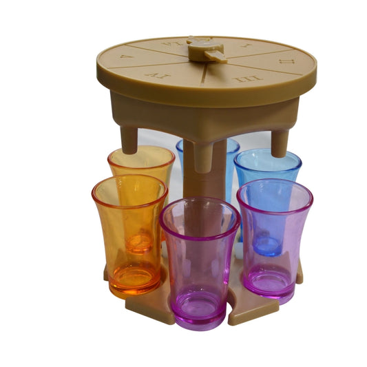 6 Cups Wine Dispenser Automatic Diversion Wine Pourer With Game Turntable, Style: Hexagon Brown with Color Cup by bashfashion