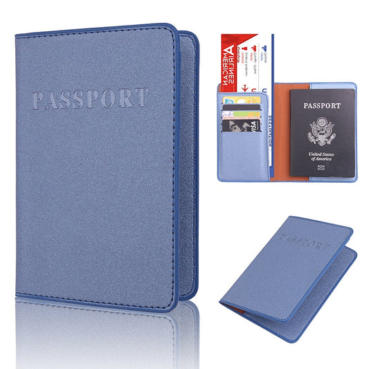 MS101 Frosted PU Multi-Card Passport Holder Travel Abroad Passport Card Holder, Color: Blue by bashfashion