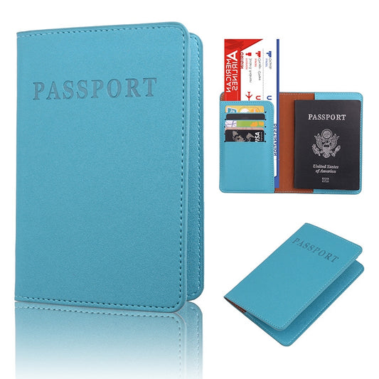 MS101 Frosted PU Multi-Card Passport Holder Travel Abroad Passport Card Holder, Color: Sky Blue by bashfashion