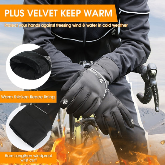WEST BIKING YP0211220 Winter Warm Fleece Ski Gloves Silicone Non-Slip Riding Gloves, Size: M(Black) by WEST BIKING