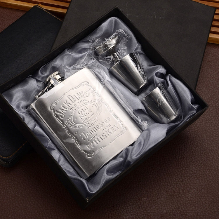 Portable Stainless Steel Hip Flask Set With Wine Glass Funnel(7OZ Jack Gray Grunge) by bashfashion